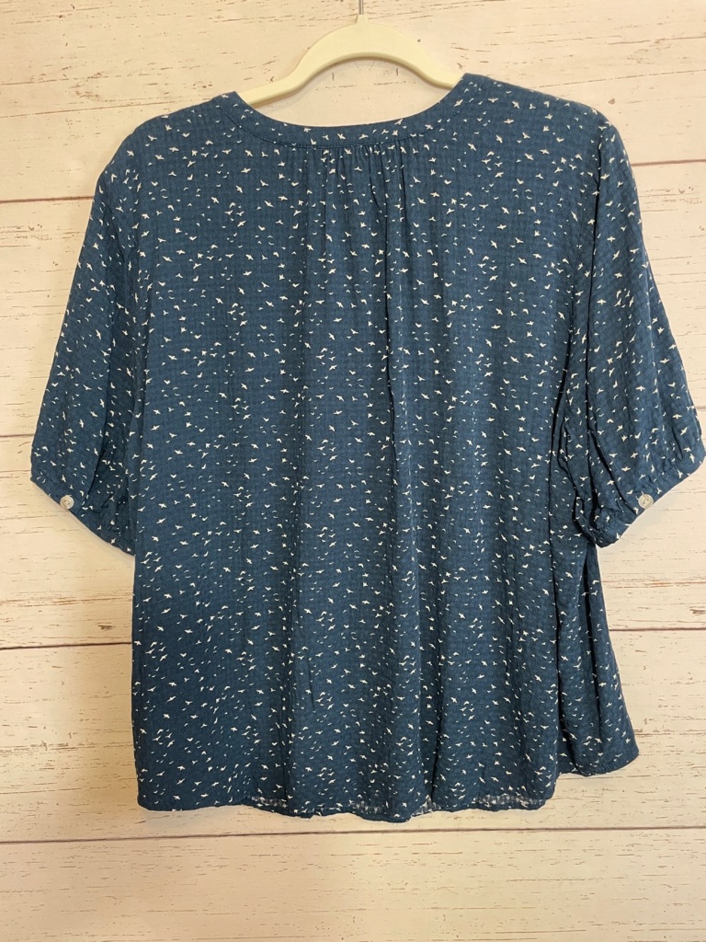 Universal Thread Navy/White Tiny Bird Print Short Sleeved Blouse, size XXL, NWOT - Picture 5 of 12